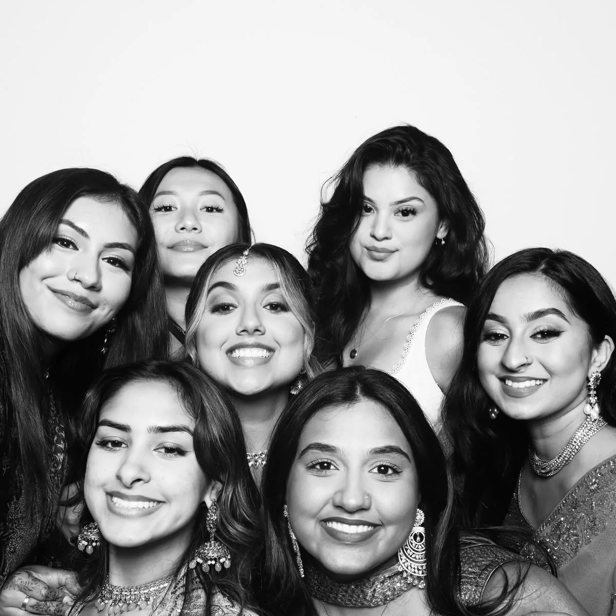 Black and white glam photo booth portraits Houston TX